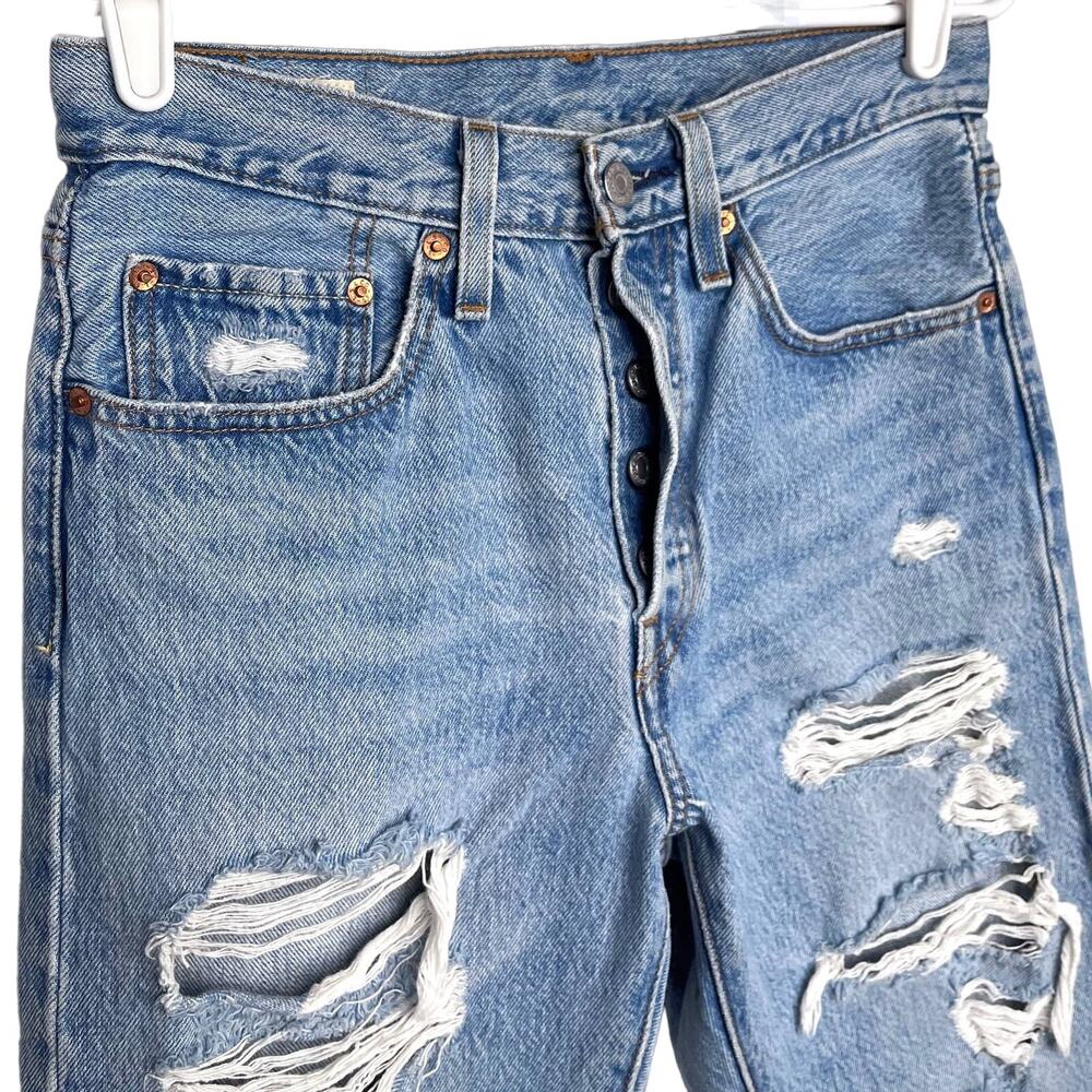 Levi's High Rise Ripped Blue Jeans - Picture 5 of 15